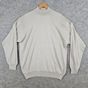 Alan Stuart Italy Merino Wool Blend Mock Neck Sweater Men's Size XXL Beige FLAWS